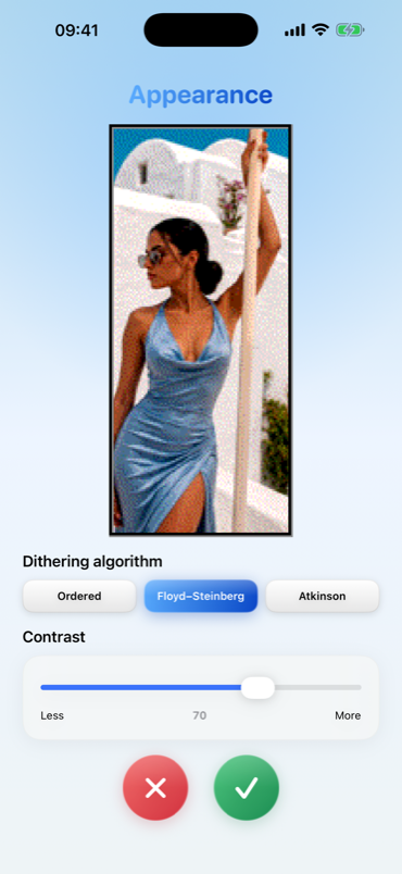 StripArt appearance — dithering and contrast